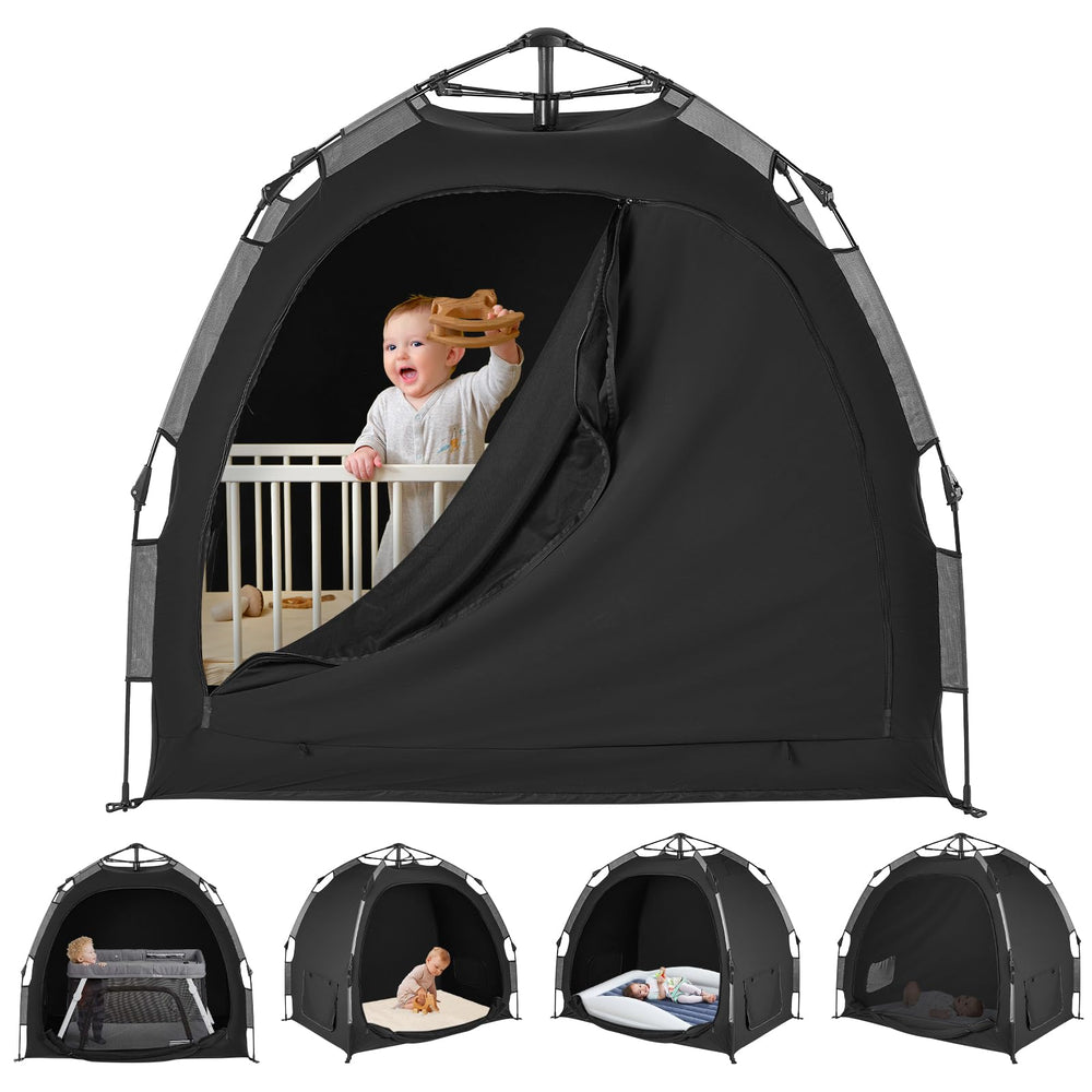 YAVIL Pack N Play blackout cover folded for compact travel and storage.