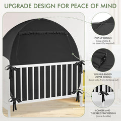 YAVIL safe-bottom-design keeps the tent securely in place over a crib.