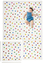 YAY! MATS Cassia Polka Dot tile close-up for stylish, safe tummy time play.