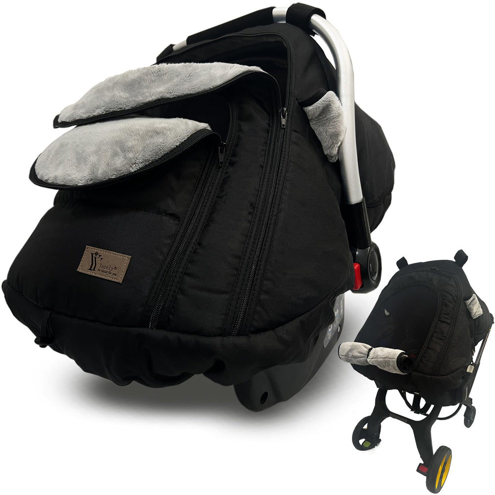 Yazely baby car seat cover winter closed preserves warmth and shields from cold winds.