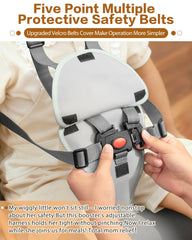 YCDTMY Toddler Booster Seat on-chair image demonstrates non-slip base for stable mealtimes