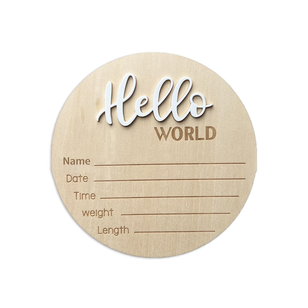 Ycfish Baby Announcement Sign with Hello World on wood for newborn photo prop