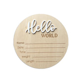 Ycfish Baby Announcement Sign with Hello World on wood for newborn photo prop