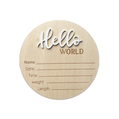 Ycfish Baby Announcement Sign with Hello World on wood for newborn photo prop