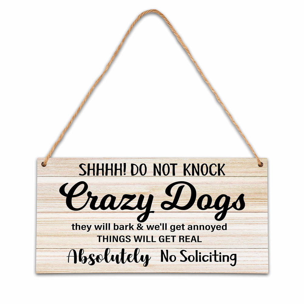 Ycyfckdr front door no-soliciting dog sign with rustic wood enhances welcoming entry.