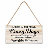 Ycyfckdr front door no-soliciting dog sign with rustic wood enhances welcoming entry.