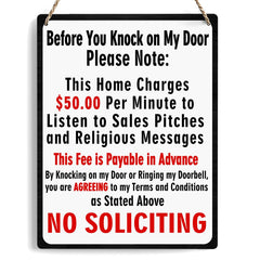 Ycyfckdr No Soliciting Sign front door 8x10 boosts curb appeal and etiquette.