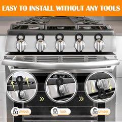 YTDSUP gas stove knob lock close-up demonstrates heat-resistant design.