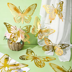 Yeaqee glitter gold 3D butterflies small wall decor style B for birthday party