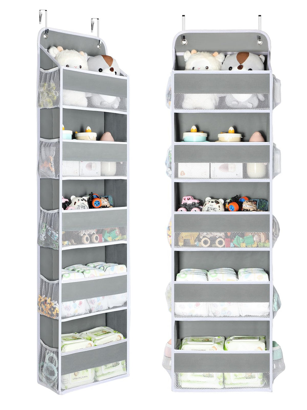 Yecaye over door organizer full view shows roomy storage for towels, toys, and essentials.