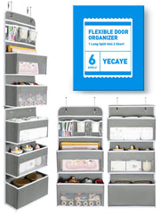 Yecaye over-the-door 6-tier organizer, full-length setup for diaper and baby essentials.