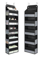 Yecaye over-the-door organizer front view with five bins for quick storage.
