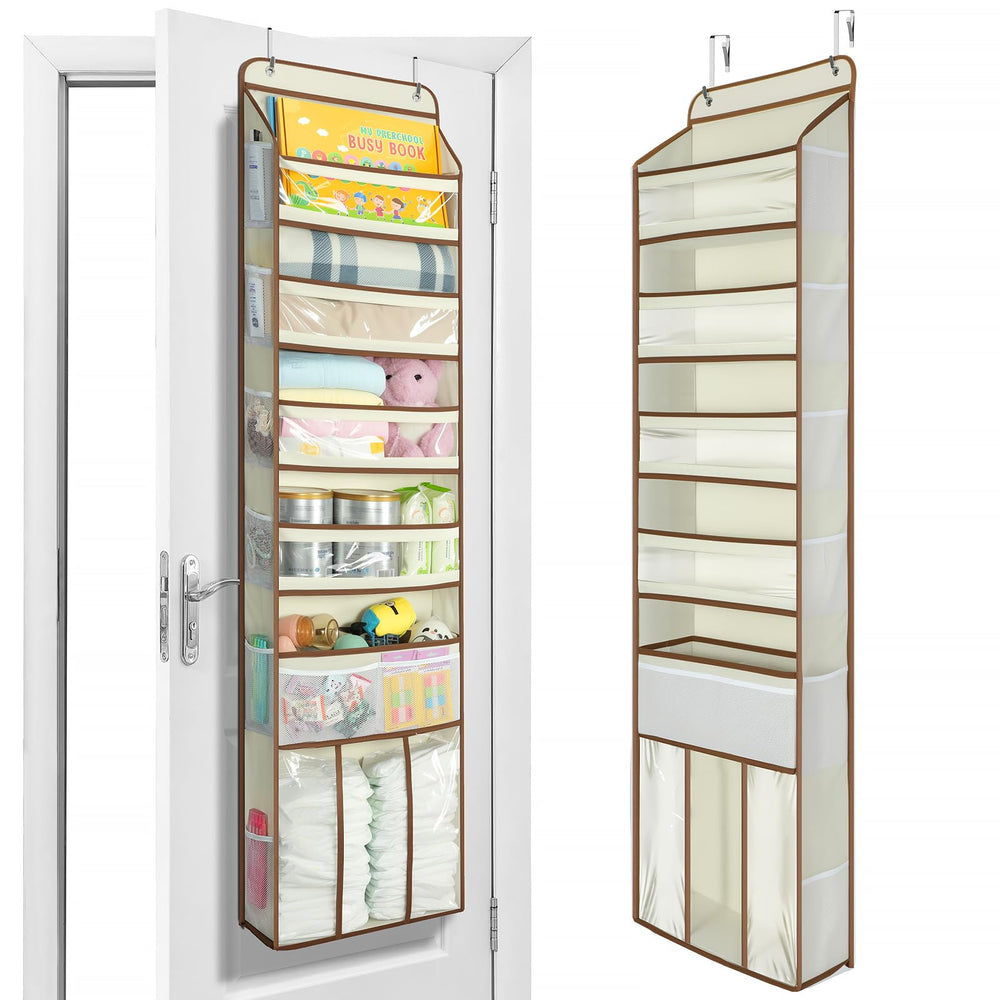 Yecaye 6-Tier door organizer beige front view shows open access to items