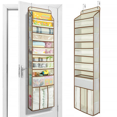 Yecaye 6-Tier door organizer beige front view shows open access to items