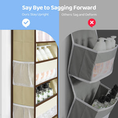 Yecaye over-the-door organizer beige side view highlighting sturdy 35.2 lb load capacity.