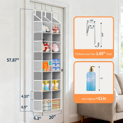 Yecaye over-the-door organizer clear windows provide instant item visibility.