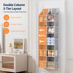 Yecaye over-the-door organizer reinforced hooks deliver sturdy, wobble-free hanging.