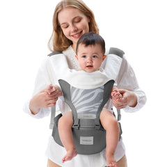 YEMKEZO ergonomic-m-position grey showcases posture-friendly design for baby and parent comfort
