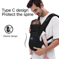 YEMKEZO newborn-to-toddler carrier shows adjustable sizing for growing babies