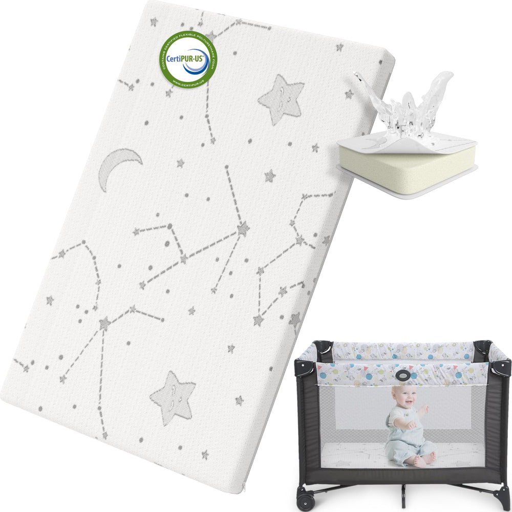 YENING Pack and Play Topper overview with snug playpen fit