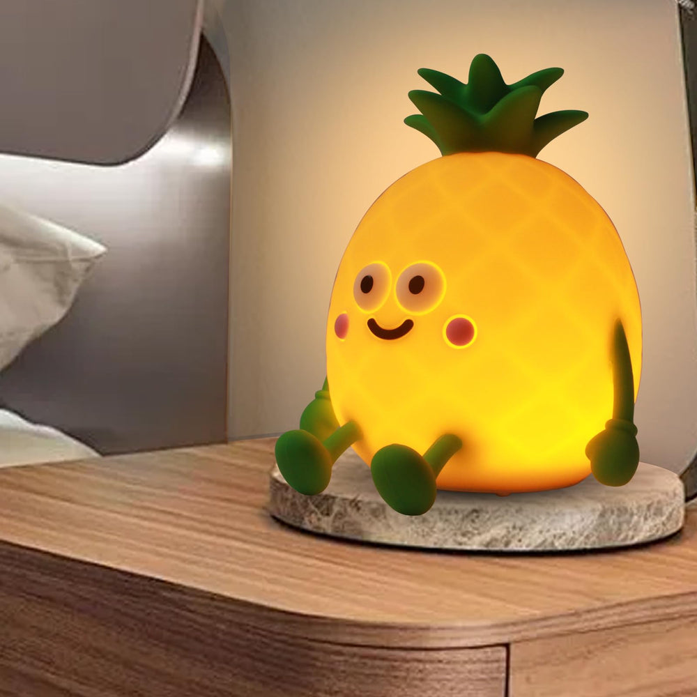 Yesinaly pineapple night light on dim mode creates cozy bedtime ambience