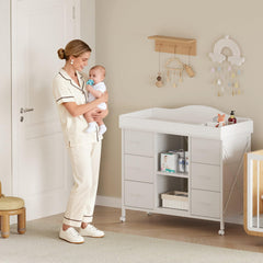 YeTom 6-drawer baby dresser keeps diapers, creams, and outfits within easy reach.