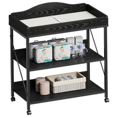 YeTom changing table black top view highlights compact design for tight nurseries