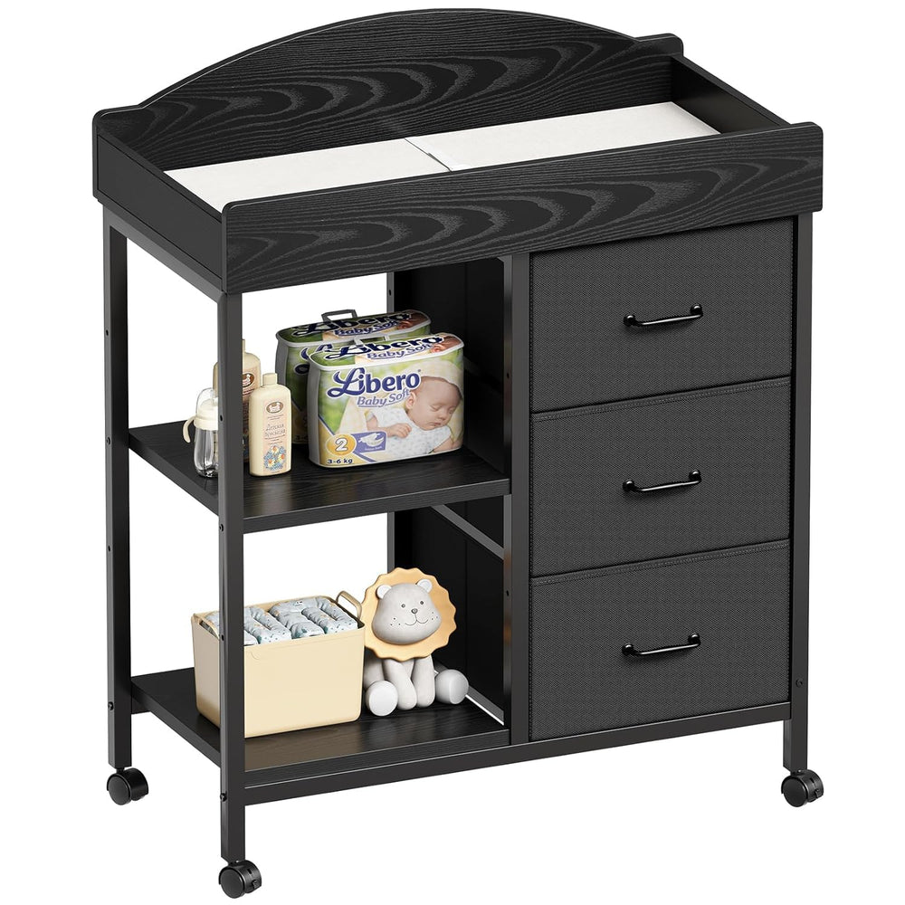 YeTom changing table dresser with drawers keeps diapers organized.