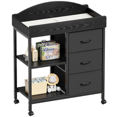 YeTom changing table dresser with drawers keeps diapers organized.