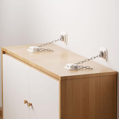 YEYA adjustable straps 10inch stretched between wall and furniture for flexible positioning.