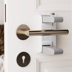 YEYA Upgrade door lock adhesive setup demonstrates quick, tool-free installation for secure door lever access.