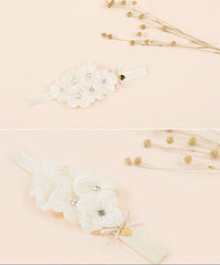 Yheahin White Lace Flower Headband worn, versatile for christenings and birthdays
