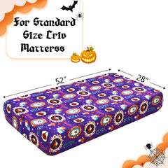 YHITBG Halloween crib sheets design featuring ghosts and pumpkins for seasonal nap time