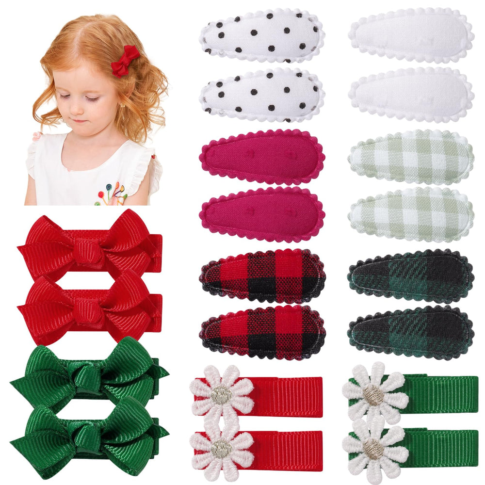 YHXX YLEN Christmas toddler hair clips in red and green for festive outfits.