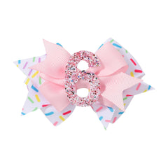 YHXX YLEN birthday bow clip with 6th charm for festive party styling