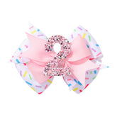 YHXX YLEN birthday bow clip in pink for 2nd birthday celebration