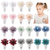 YHXX YLEN chiffon flower clip front view with secure snap grip for all-day wear.