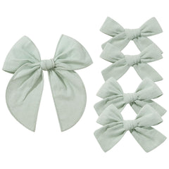 YHXX YLEN green cotton linen bow 5in for daily wear