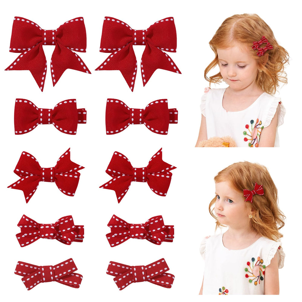 YHXX YLEN red 2-inch bow with snap clip secures toddler hairstyle