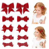 YHXX YLEN red 2-inch bow with snap clip secures toddler hairstyle