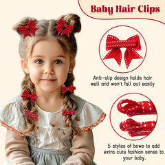 Red and white stitched grosgrain bow adds playful charm