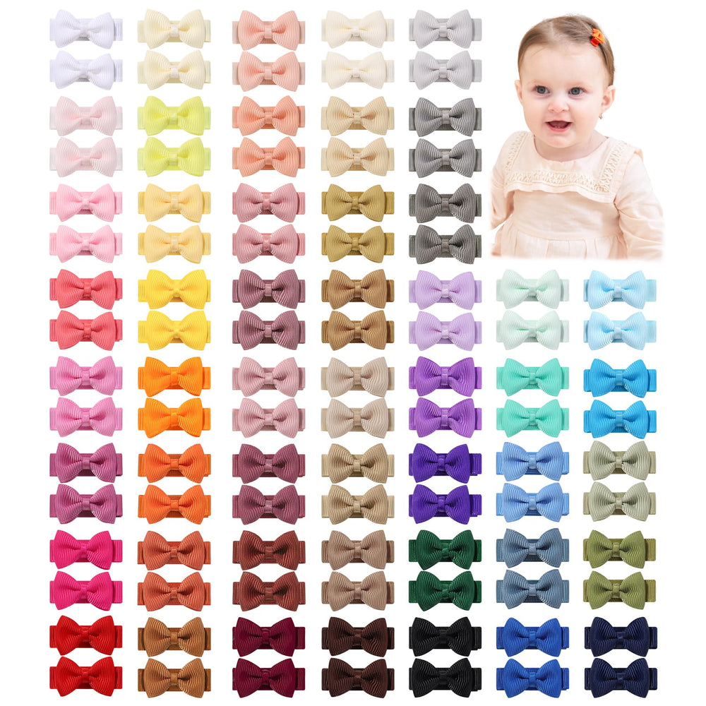 YHXX YLEN mini baby hair bows close-up on 1.2 inch clip with gentle grip for delicate hair