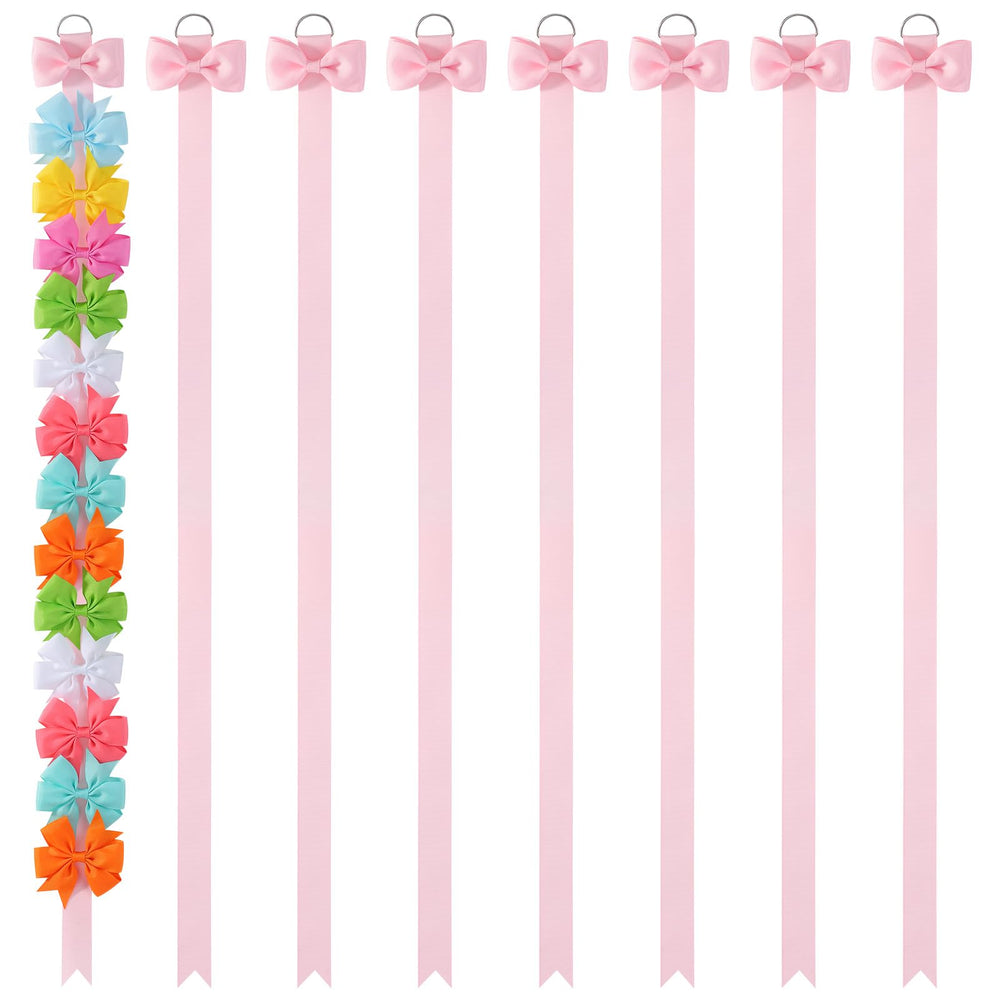 YLEN YHXX pink bow holder wall hanging keeps bows organized and easy to find.