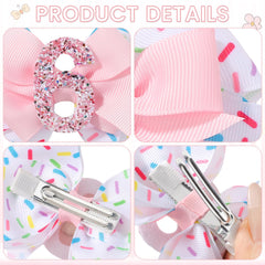 YHXX YLEN pink bow with glitter number 6 for bright everyday styles