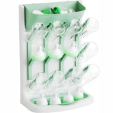 Yieach vertical space-saving drying rack green shown holding bottles for compact storage