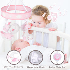 YIERCHOO crib mobile moon and sleeping animals create calming bedtime visuals.