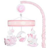 YIERCHOO crib mobile pink design enhances nursery ambiance for soothing evenings.