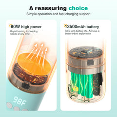 YIGU bottle warmer with 13500mAh battery used on the go for long trips.