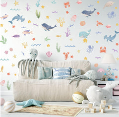 YIMEHDAN seaweed and fish decals add color and whimsy to playrooms.