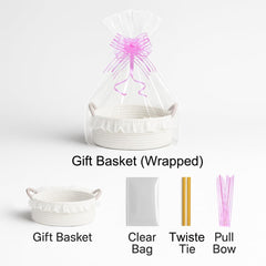 Yimi's Dream lace trim basket highlighting feminine charm and gift-ready presentation.
